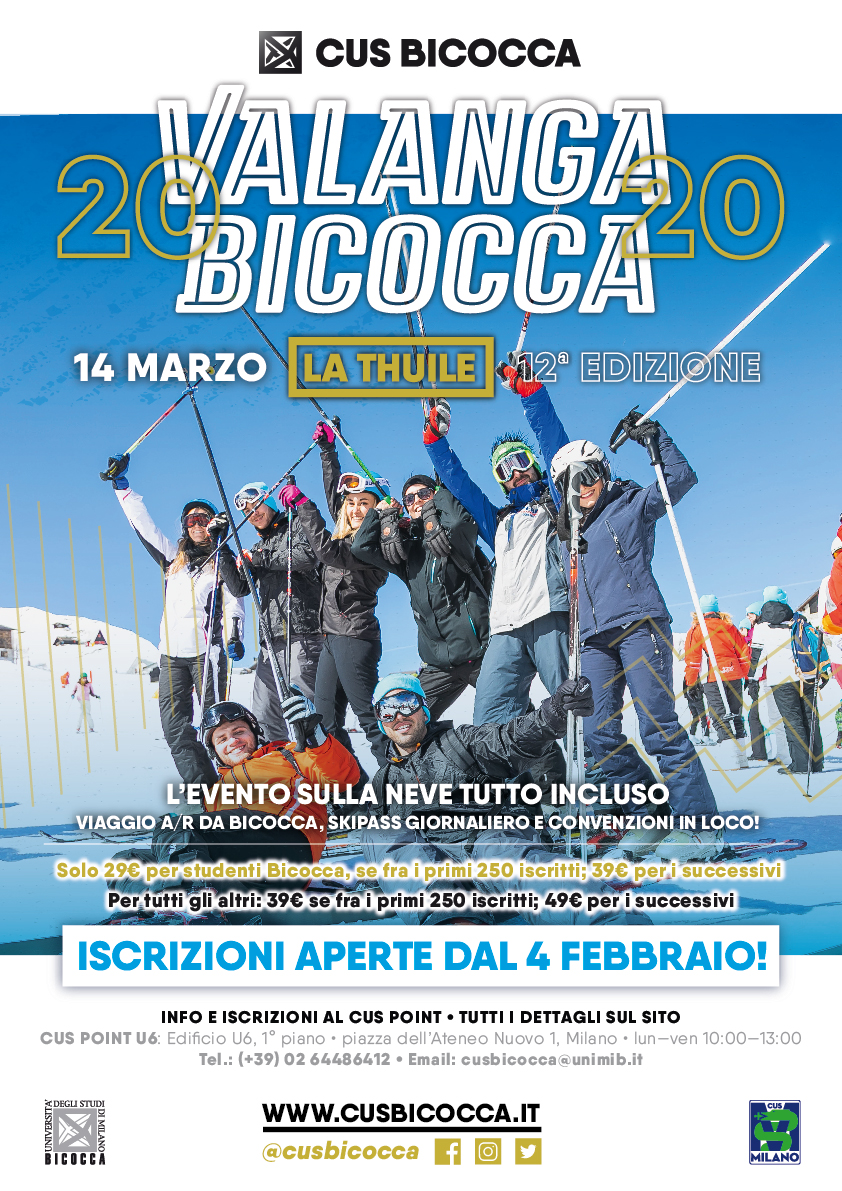 Valanga Bicocca 2020 • CUS Bicocca